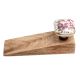 2 Pieces Pink Flower Square Ceramic Wooden Door Stopper